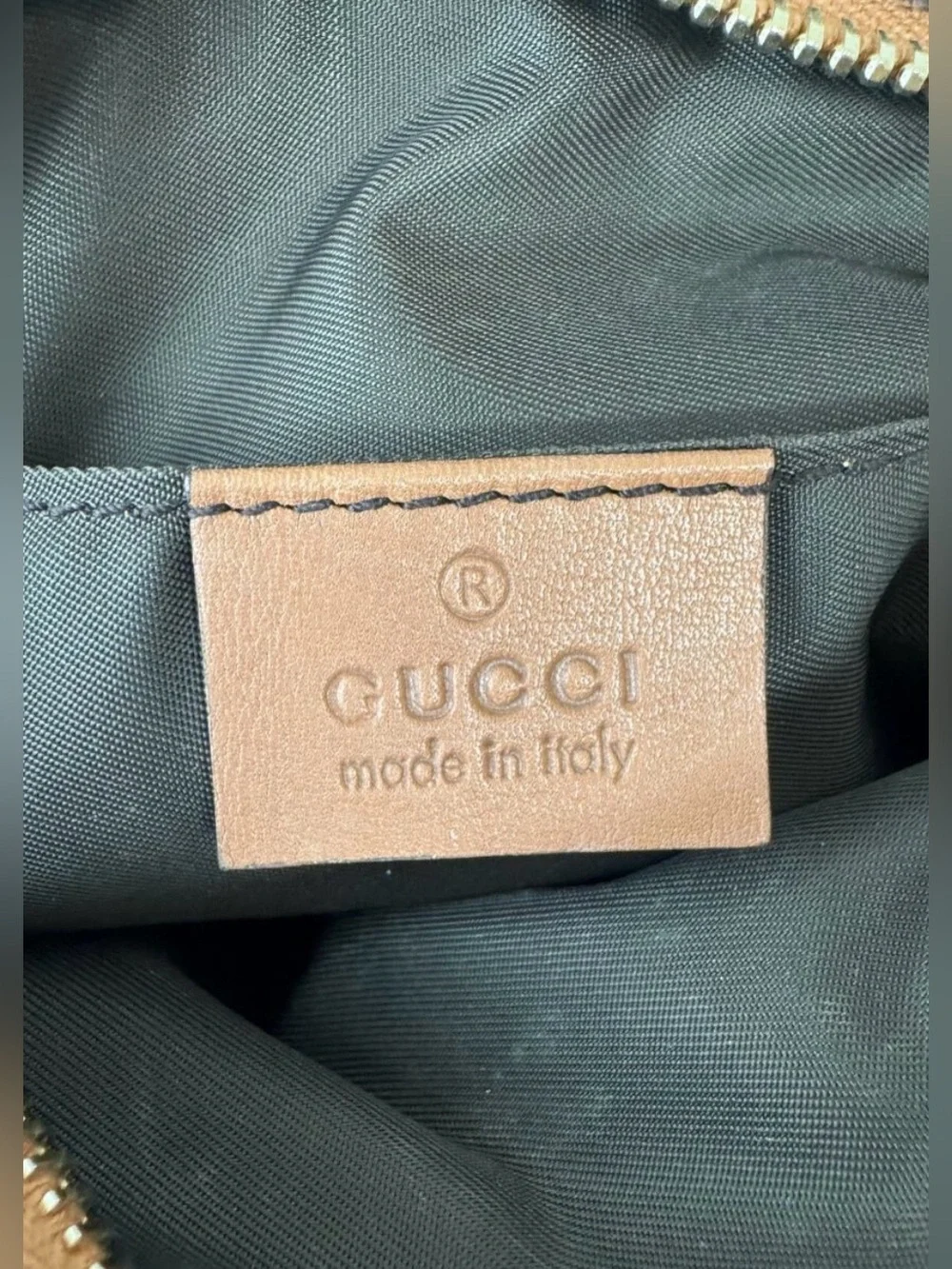 Gucci Beige and Brown GG Canvas Cosmetic Case w/ Bamboo Zipper Pull, Authentic
